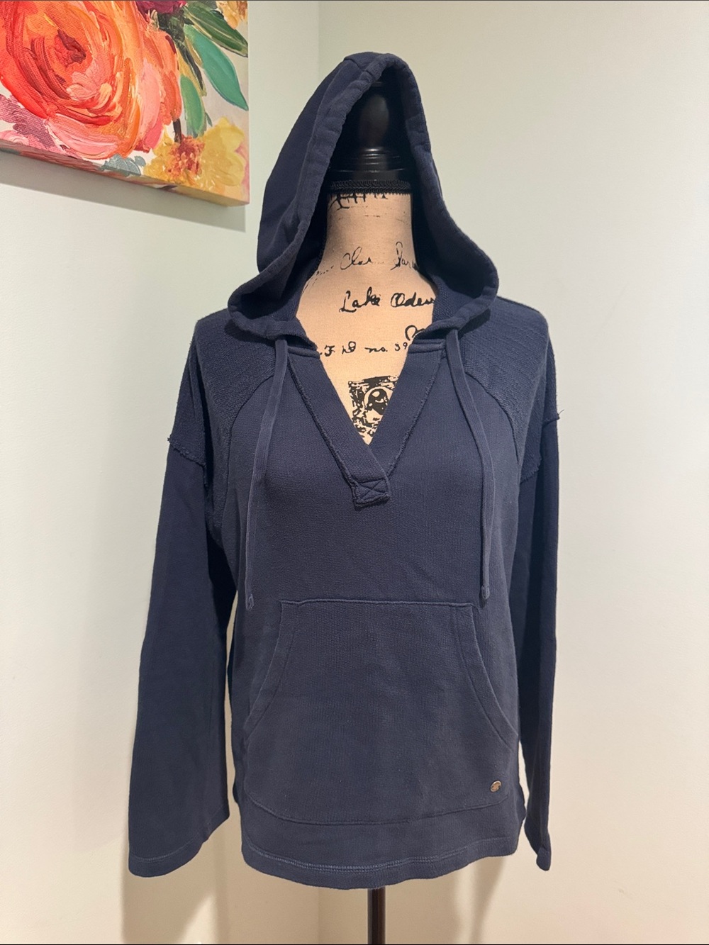 Vintage Roxy size small Women’s Hooded Pullover Sweatshirt - Navy